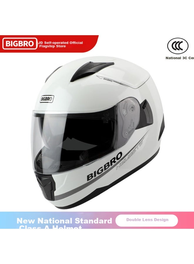 Bigbro Sa-38 Pearl White Anti-fog Double Lens, 3c Motorcycle Helmet, Uni, Winter Warm Neck Gaiter, Full-face Helmet, 3XL