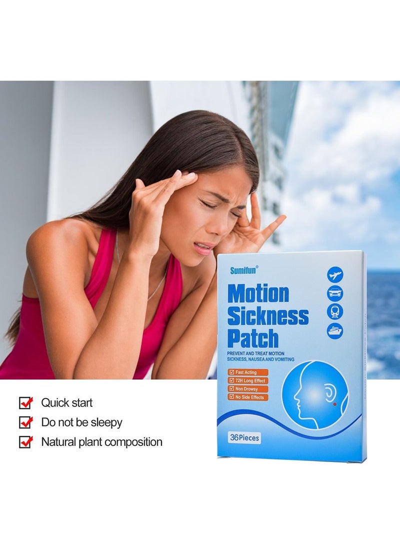 Sumifun - Motion Sickness Patch Prevent And Treat Motion Sickness,Nausea And Vomiting Fast Acting 72h Long Effect Non Drowsy No Side Effects 36 pcs - Image 1