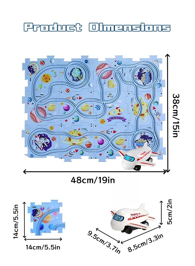 12Pcs Kids Puzzle Track Toy Set, Electric Space-Themed DIY Building Kit with Aircraft & Puzzles, Educational STEM Toys for Boys Girls Ages 3+,  Educational Montessori Toy for Toddlers - Image 2