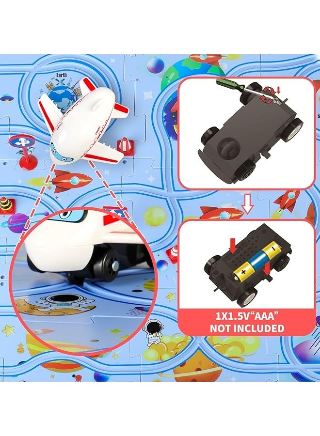 12Pcs Kids Puzzle Track Toy Set, Electric Space-Themed DIY Building Kit with Aircraft & Puzzles, Educational STEM Toys for Boys Girls Ages 3+,  Educational Montessori Toy for Toddlers - Image 4