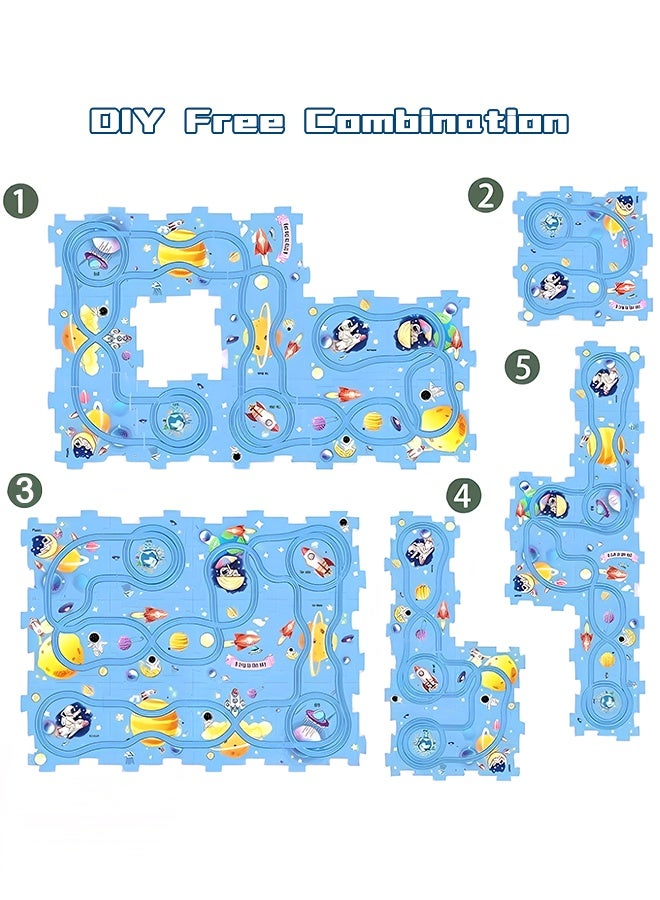 12Pcs Kids Puzzle Track Toy Set, Electric Space-Themed DIY Building Kit with Aircraft & Puzzles, Educational STEM Toys for Boys Girls Ages 3+,  Educational Montessori Toy for Toddlers - Image 5