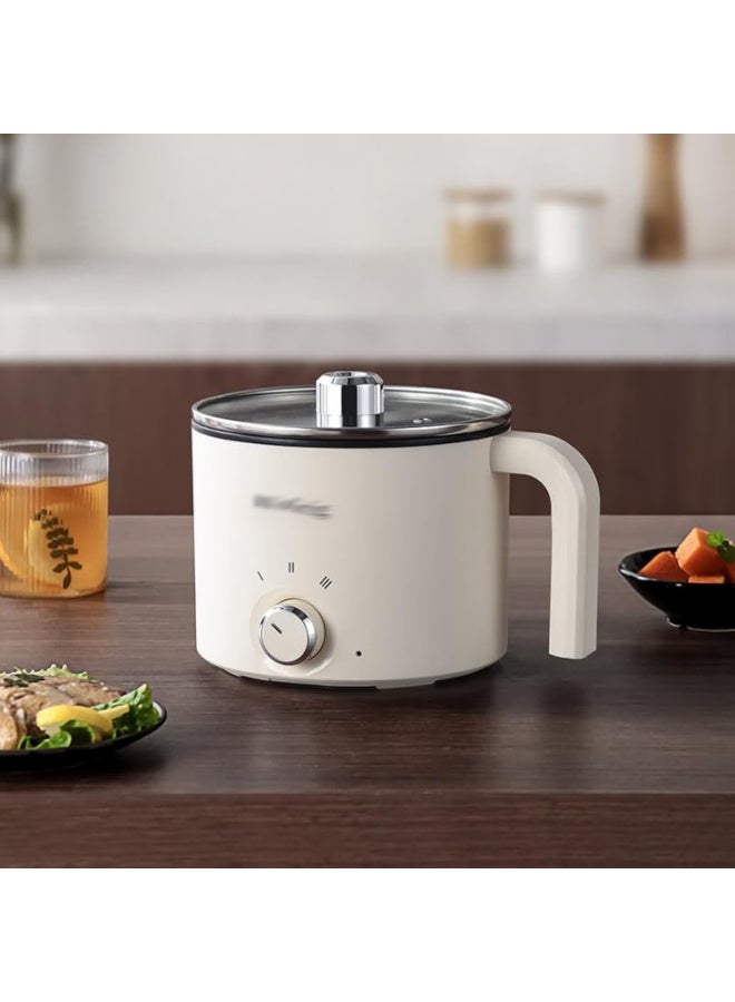 Arabest 1.8L Electric Hot Pot，Ramen Cooker, Dual power supply Mini Portable Multi-Functional Lazy Pot for Pasta, Noodles, Egg, Soup,Rice，Non-Stick Noodle Cooker with Boil Dry Protection for Dorm, Office (white) - Image 5