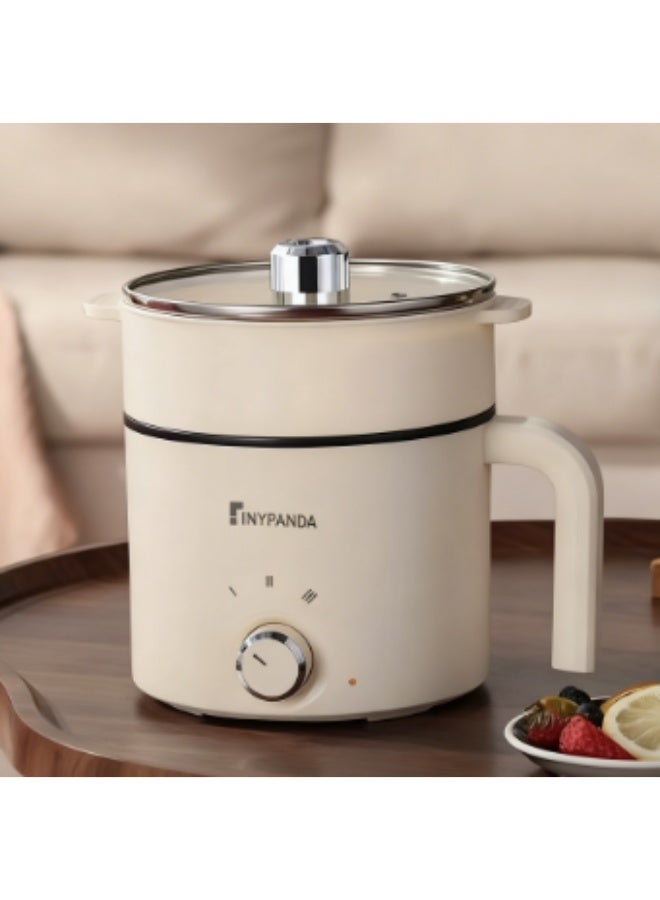 Arabest 1.8L Electric Hot Pot，Ramen Cooker, Dual power supply Mini Portable Multi-Functional Lazy Pot for Pasta, Noodles, Egg, Soup,Rice，Non-Stick Noodle Cooker with Boil Dry Protection for Dorm, Office (white) - Image 1