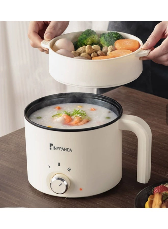 Arabest 1.8L Electric Hot Pot，Ramen Cooker, Dual power supply Mini Portable Multi-Functional Lazy Pot for Pasta, Noodles, Egg, Soup,Rice，Non-Stick Noodle Cooker with Boil Dry Protection for Dorm, Office (white) - Image 3