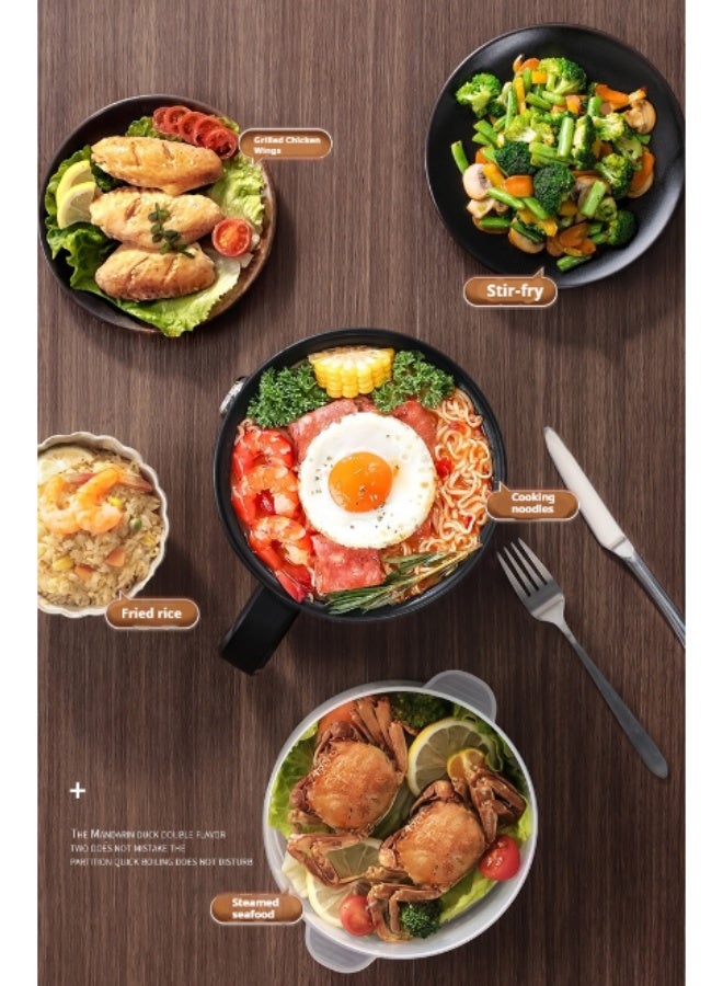 Arabest 1.8L Electric Hot Pot，Ramen Cooker, Dual power supply Mini Portable Multi-Functional Lazy Pot for Pasta, Noodles, Egg, Soup,Rice，Non-Stick Noodle Cooker with Boil Dry Protection for Dorm, Office (white) - Image 2