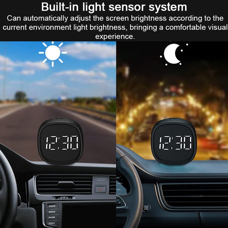 Eacam Upgraded simple practical design LED Digital Car HUD Headup Display Speedometer Support MPH/KMH Time Display Overspeed Alarm Fatigue Driving Reminder with Light Sensor All storage space compatible - Image 4
