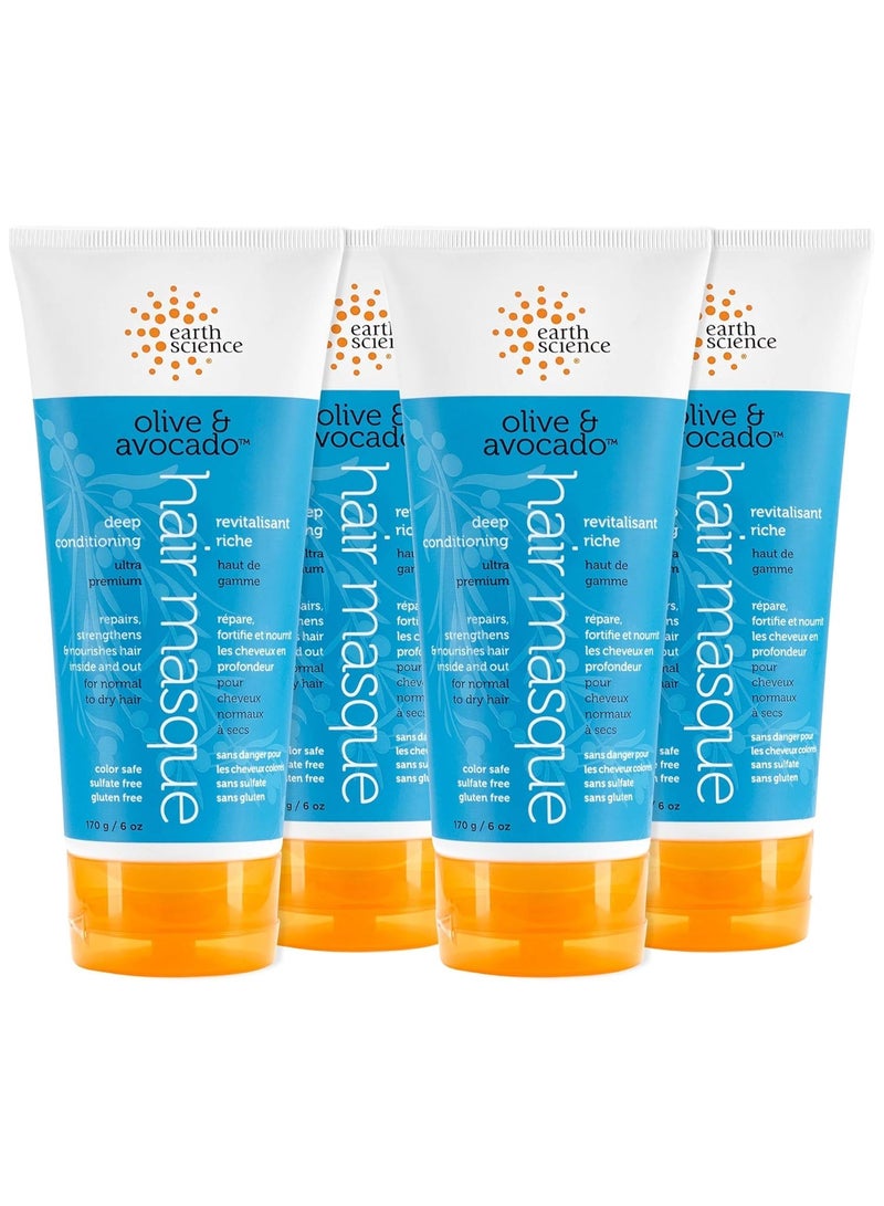 EARTH SCIENCE - Olive & Avocado Deep Conditioning Hair Masque: For Normal to Dry Hair (4 pk, 6 oz.) - Image 1