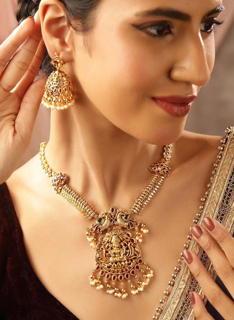 آي شين Twin Peacocks Goddess Warm Metallic Plated Necklace Drop Style Earrings Jewellery Set