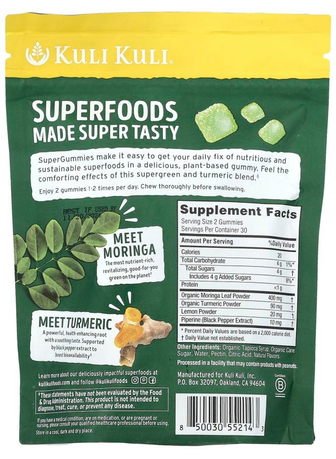Kuli Kuli Super Gummies Moringa & Turmeric Lemon 60 Superfood Gummies - Image 2