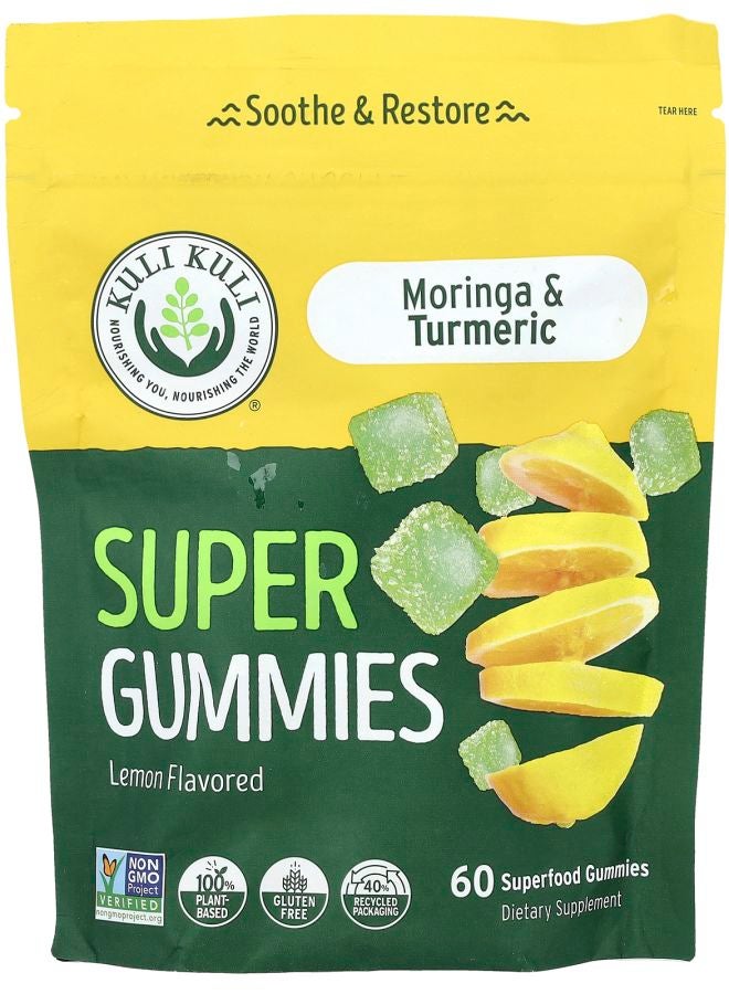 Kuli Kuli Super Gummies Moringa & Turmeric Lemon 60 Superfood Gummies - Image 1