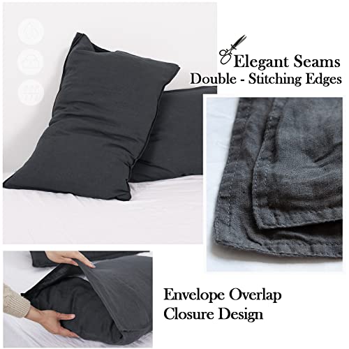 Simple&Opulence 100% Linen Sheet Set 4pcs Basic Style, Deep Pocket, Natural French Washed Flax Solid Color Soft Breathable Bed Sheets - Linen, Queen - Image 4