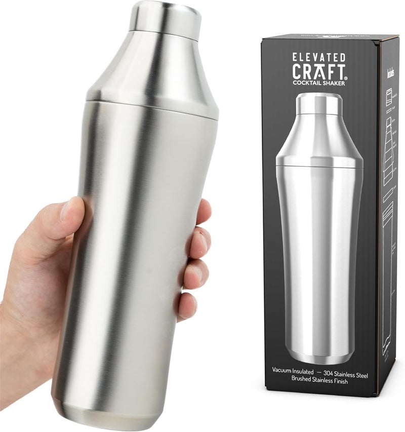 Elevated Craft Hybrid Cocktail Shaker - Premium Vacuum Insulated Stainless Steel Cocktail Shaker - Innovative Measuring System - Martini Shaker for the Home Bartender - 28oz Total Volume - Image 1