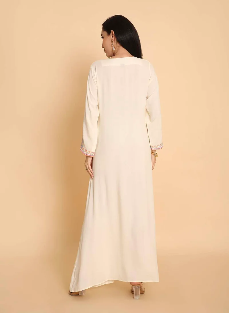 HANA & SARA Long unique embroided design arabic kaftan jalabiya dress for womens