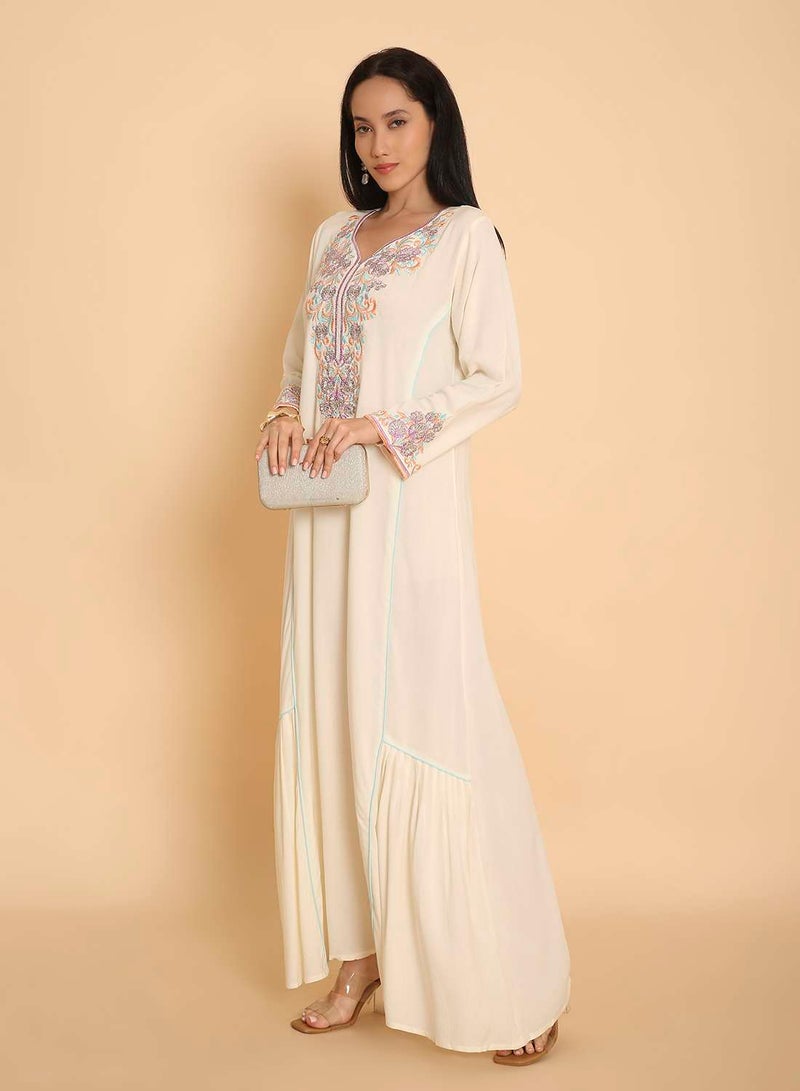 HANA & SARA Long unique embroided design arabic kaftan jalabiya dress for womens - Image 5
