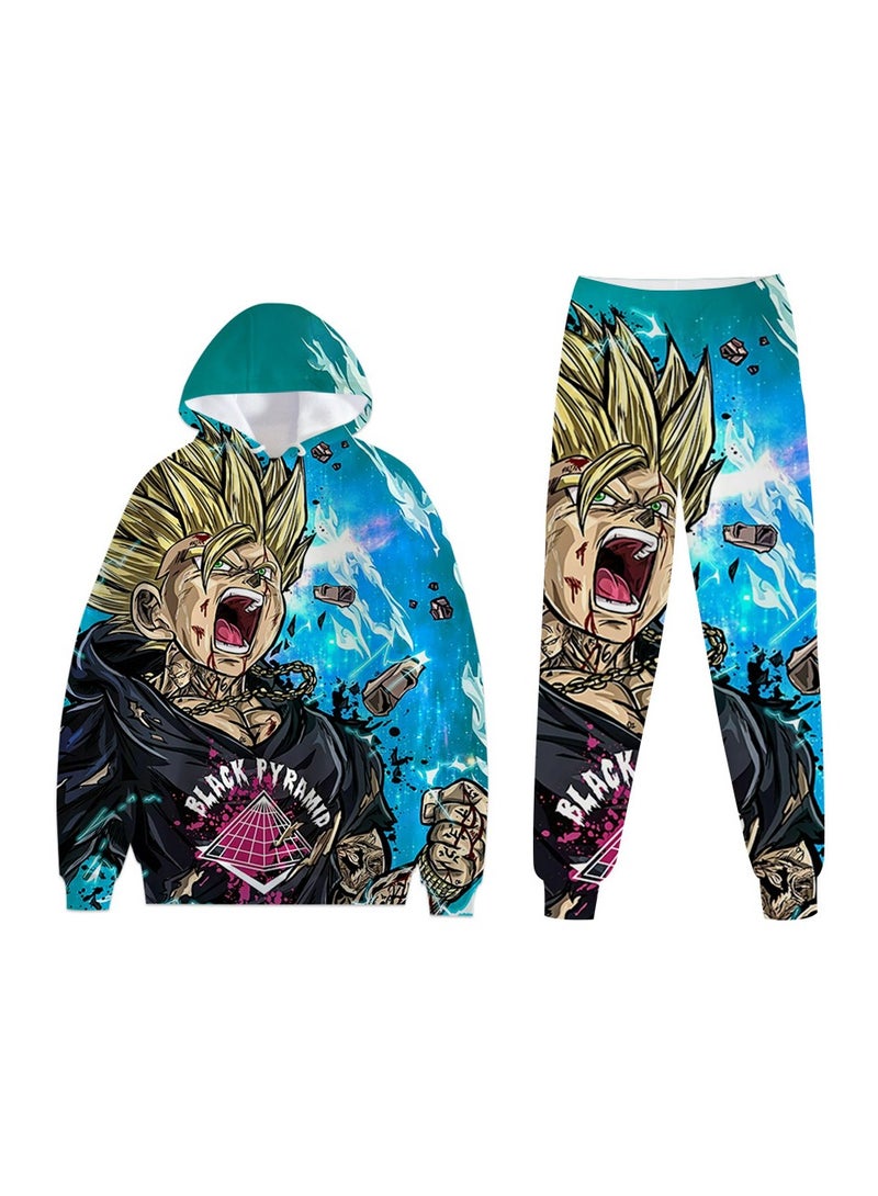 KUYING New Dragon Ball 3D Digital Printed Hooded Sweatshirt And Pants Set  - Image 1
