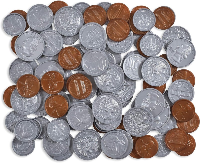 Learning Advantage Play Coin Set - 94 Realistic Plastic Coins for Educational Pretend Play - Image 2