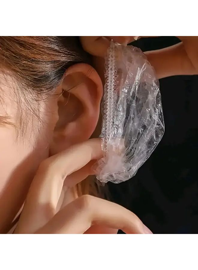 100 Pcs Disposable Transparent Ear Covers For Showering Bathing Hair Dyeing - Image 4