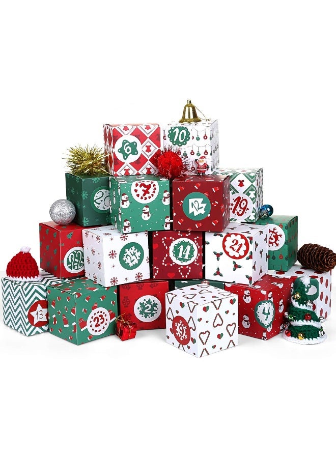 Kesoto Kesoto DIY Christmas Advent Calendar 2020, 24 Cardboard Treasure Boxes with 1-24 Number Stickers Christmas Countdown Calendar for Xmas Holiday Decor - Image 1