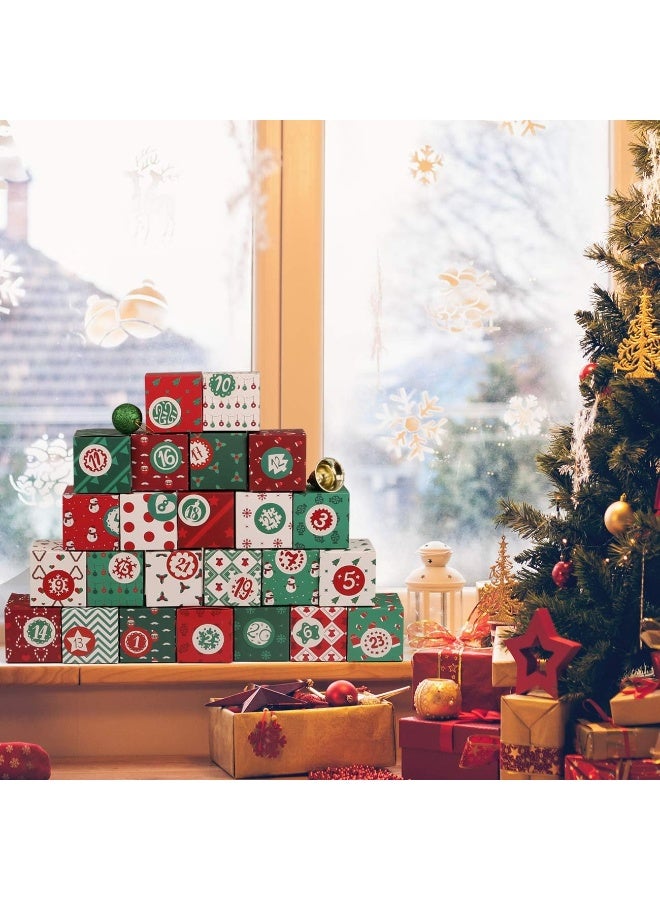 Kesoto Kesoto DIY Christmas Advent Calendar 2020, 24 Cardboard Treasure Boxes with 1-24 Number Stickers Christmas Countdown Calendar for Xmas Holiday Decor - Image 2