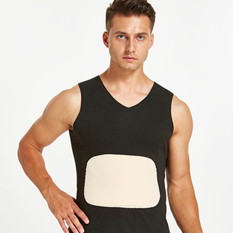 Winter Men'S Thermal Underwear With Fleece Lining, Thickened Front And Back Patches, Vest Top, Undershirt, Cold-Proof - Image 3