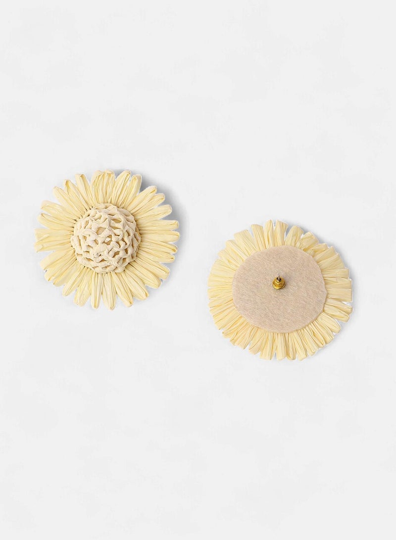SOHI SOHI Women's The Boho-Sunflower Stud Earrings For Casual Wear | Off-White Colour | Jute Material | Push Back Closure | Metallic Earrings | Stud Earrings For Women & Girls  - Image 5