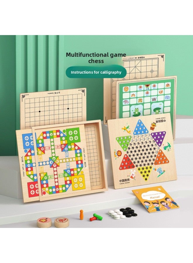 إسكدنيا Gobang Flying Chess Checkers Chess Children's Multifunctional Chessboard All-in-One Chess Educational Toys Board Game Intelligence-Color:30*30cm 【five-in-one】 Backgammon + Flying Chess + Checkers + - Image 3