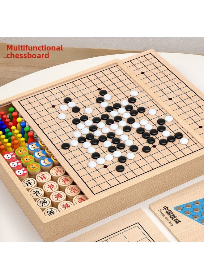 إسكدنيا Gobang Flying Chess Checkers Chess Children's Multifunctional Chessboard All-in-One Chess Educational Toys Board Game Intelligence-Color:30*30cm 【five-in-one】 Backgammon + Flying Chess + Checkers + - Image 2