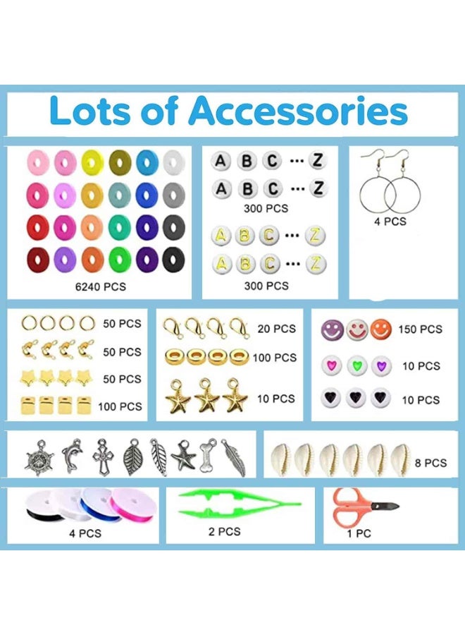 Mitoy 7200 Pcs 24 Color Flat Clay Bead, DIY Beads Bracelet Making Kit for Jewellery Making - Image 2