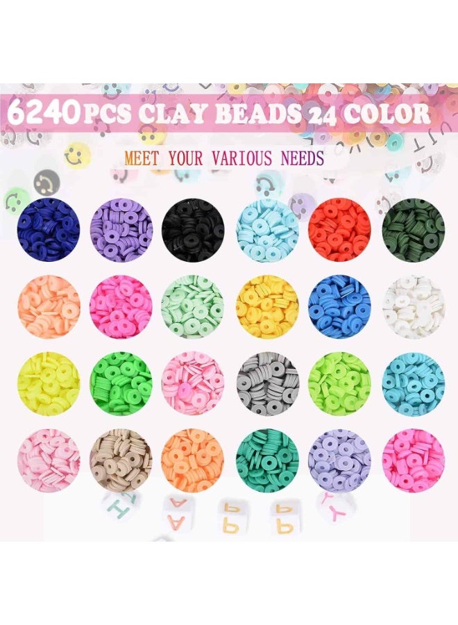 Mitoy 7200 Pcs 24 Color Flat Clay Bead, DIY Beads Bracelet Making Kit for Jewellery Making - Image 3