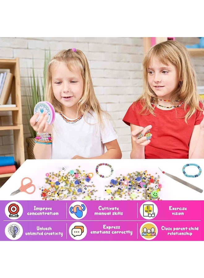 Mitoy 7200 Pcs 24 Color Flat Clay Bead, DIY Beads Bracelet Making Kit for Jewellery Making - Image 4