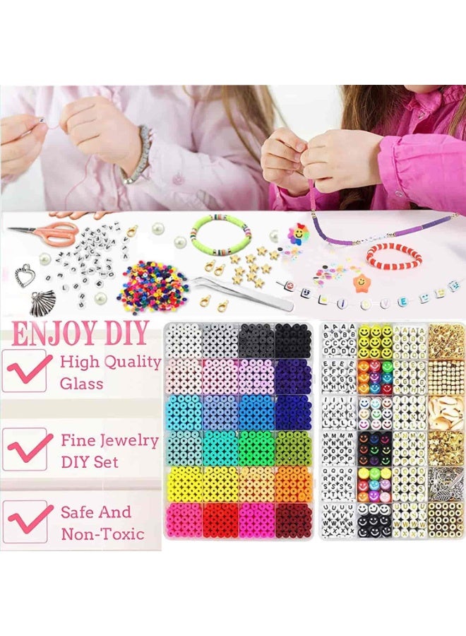 Mitoy 7200 Pcs 24 Color Flat Clay Bead, DIY Beads Bracelet Making Kit for Jewellery Making - Image 5
