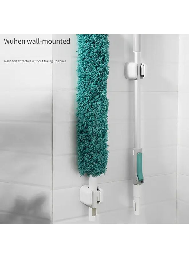 White 6pcs Wall Mounted Mop Broom Holder Self Adhesive No Drill Hanger - Image 3