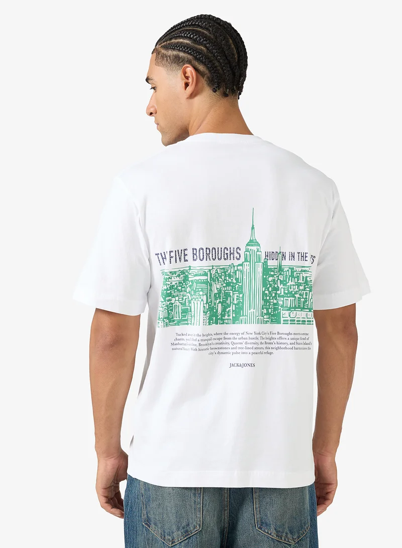 JACK & JONES Printed Crew Neck T-Shirt