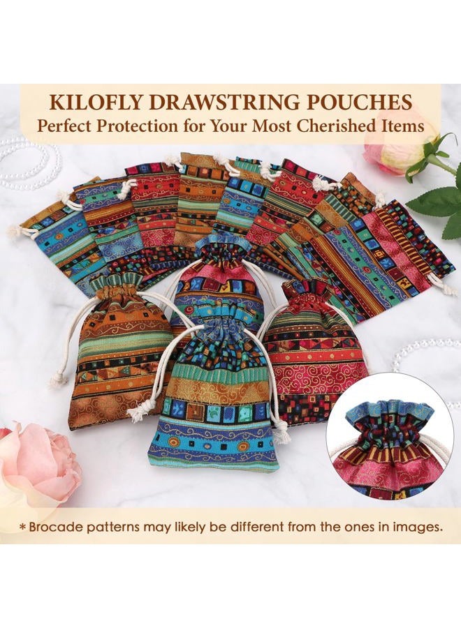 kilofly 12pc Egyptian Style Jewelry Coin Pouches Aztec Print Drawstring Gift Bag - Image 4