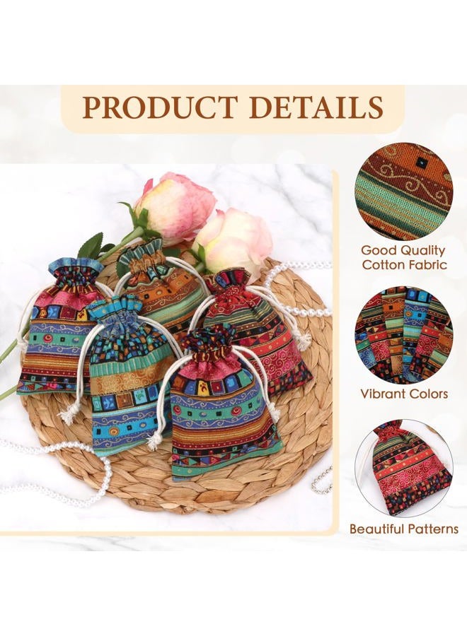 kilofly 12pc Egyptian Style Jewelry Coin Pouches Aztec Print Drawstring Gift Bag - Image 3