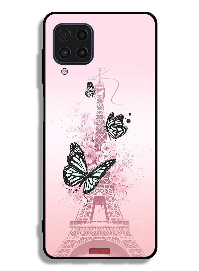 Tolwak Samsung Galaxy F22 Protective Case Cover Butterflies On Eiffel Tower - Image 2