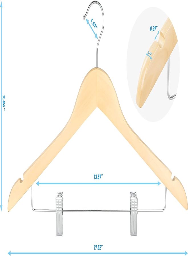 Wooden Suit Hangers with Adjustable Metal Clips (10 Pack), Solid Wood Clothes Hangers, 360° Swivel Hook, Premium Retro Finish Pants Hangers for Clothes Coat, Jeans, Blouse  - Image 5