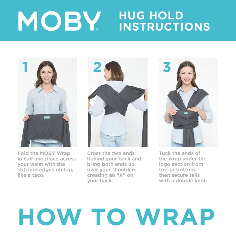 Moby Baby Wrap Carrier Classic for Newborns to Toddlers (8-33lbs), Infant Sling Carrier, Lightweight & Hands Free Design, Adjustable for All Body Types (Slate) - Image 5