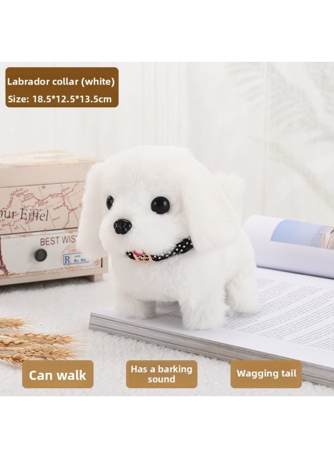 Simulation Electric Dog Plush Electric Puppy Will Walk Will Nod Will Shake The Tail Children's Toy Dog Stall Wholesale-Color:Collar Labrador [white]-Specifications:Naked  - Image 1