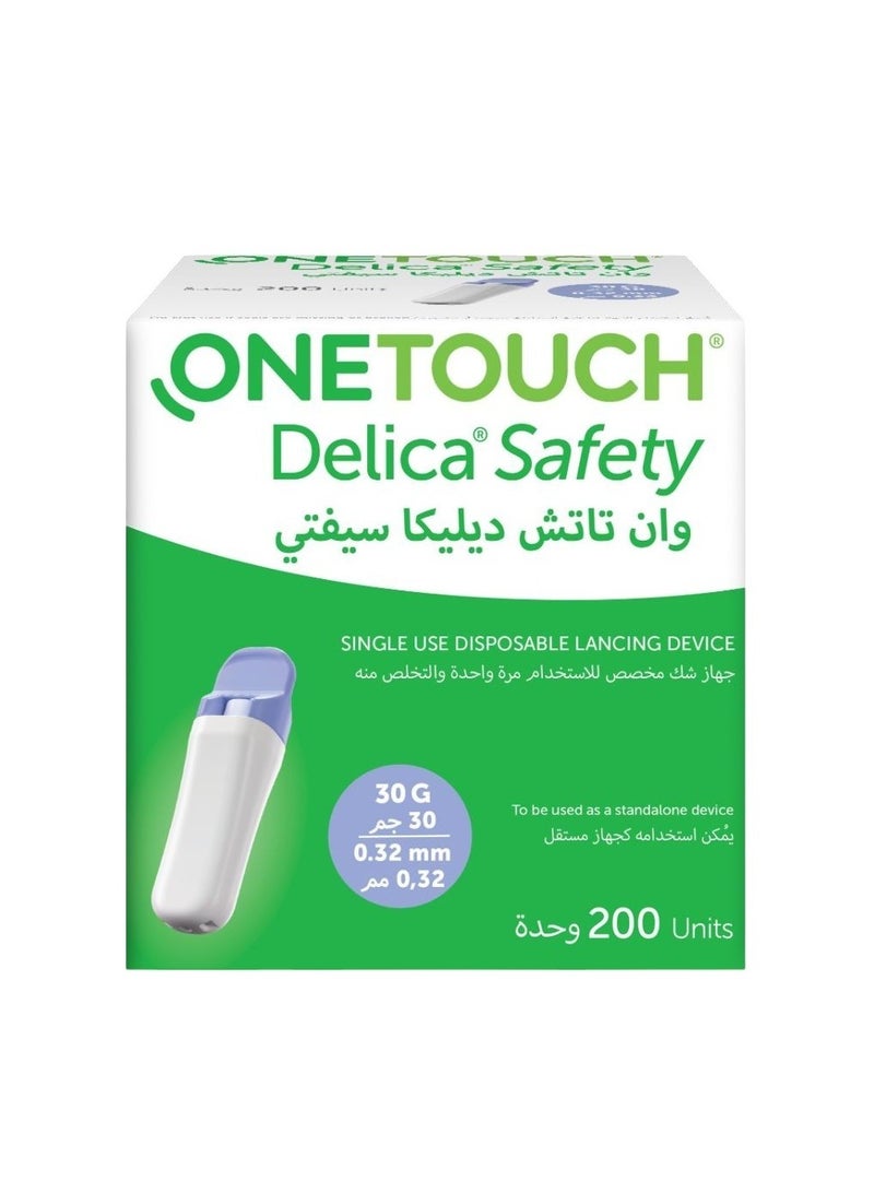 ONETOUCH Delica Safety, Lancets, 30 G- 200 Pcs 
