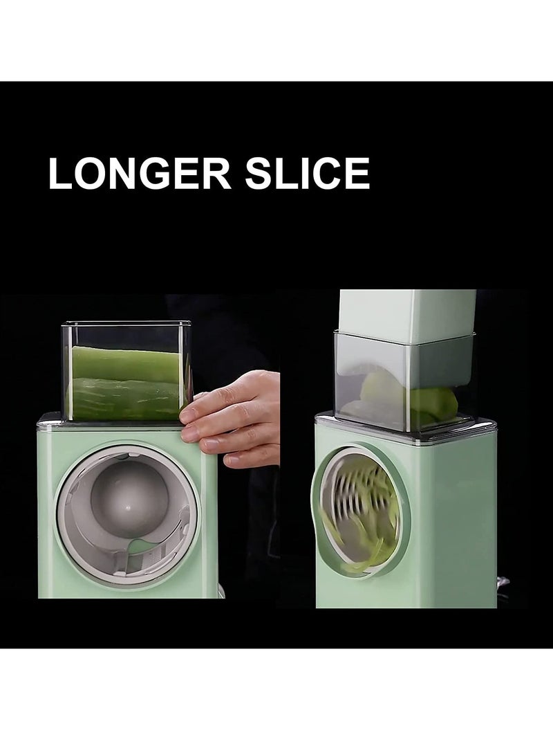 ELTRAZONE قطاعة خضروات دوارة + مبشرة جبن - قطاعة خضروات دائرية، مبشرة، صانعة سلطة - منفذ تغذية كبير - قاعدة شفط - خضروات، فواكه، بسكويت، أوريو، مكسرات (أخضر) - Image 4