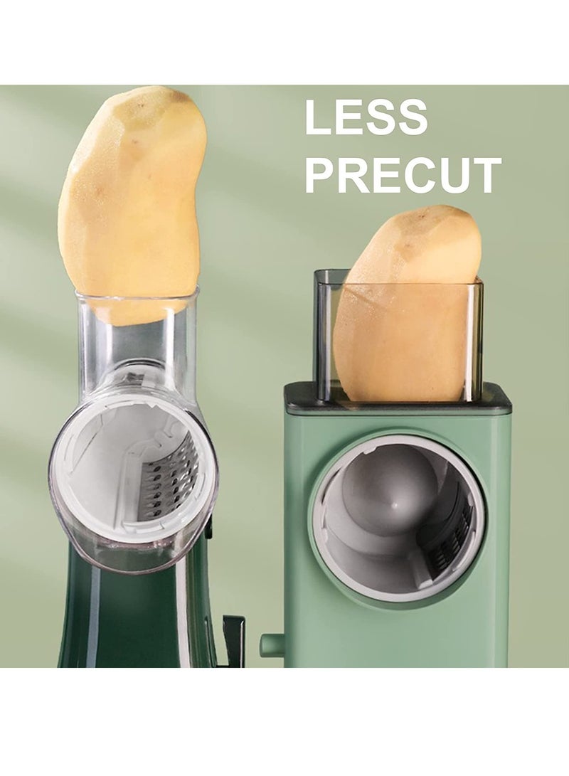 ELTRAZONE قطاعة خضروات دوارة + مبشرة جبن - قطاعة خضروات دائرية، مبشرة، صانعة سلطة - منفذ تغذية كبير - قاعدة شفط - خضروات، فواكه، بسكويت، أوريو، مكسرات (أخضر) - Image 3