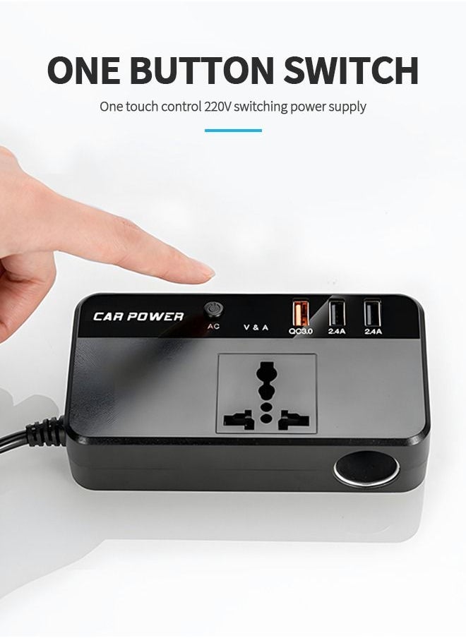 GROIC 200W Car Power Inverter,DC 12V to 110V AC Converter,DC 24V to 220V AC Converter with 1 Socket Cigarette Lighter Adapter and 3 USB Ports Charger Adapter,Car Accessories  - Image 5