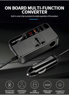 GROIC 200W Car Power Inverter,DC 12V to 110V AC Converter,DC 24V to 220V AC Converter with 1 Socket Cigarette Lighter Adapter and 3 USB Ports Charger Adapter,Car Accessories  - Image 2