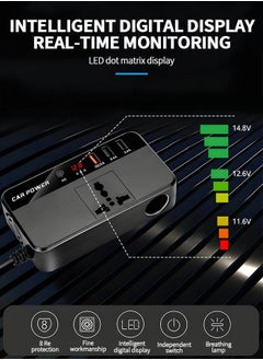 GROIC 200W Car Power Inverter,DC 12V to 110V AC Converter,DC 24V to 220V AC Converter with 1 Socket Cigarette Lighter Adapter and 3 USB Ports Charger Adapter,Car Accessories  - Image 4