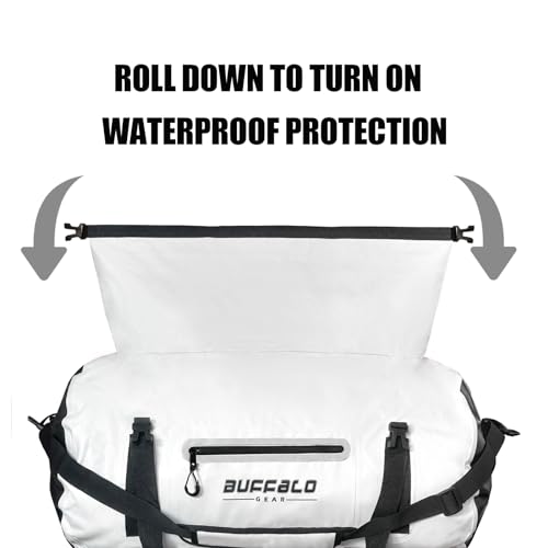 Buffalo Gear Drybag 60L Waterproof Travel Duffel Dry Bag, Heavy Duty Duffle Bag for Kayaking, Rafting, Boating, Fishing,Camping, White - Image 5