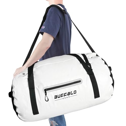 Buffalo Gear Drybag 60L Waterproof Travel Duffel Dry Bag, Heavy Duty Duffle Bag for Kayaking, Rafting, Boating, Fishing,Camping, White - Image 4