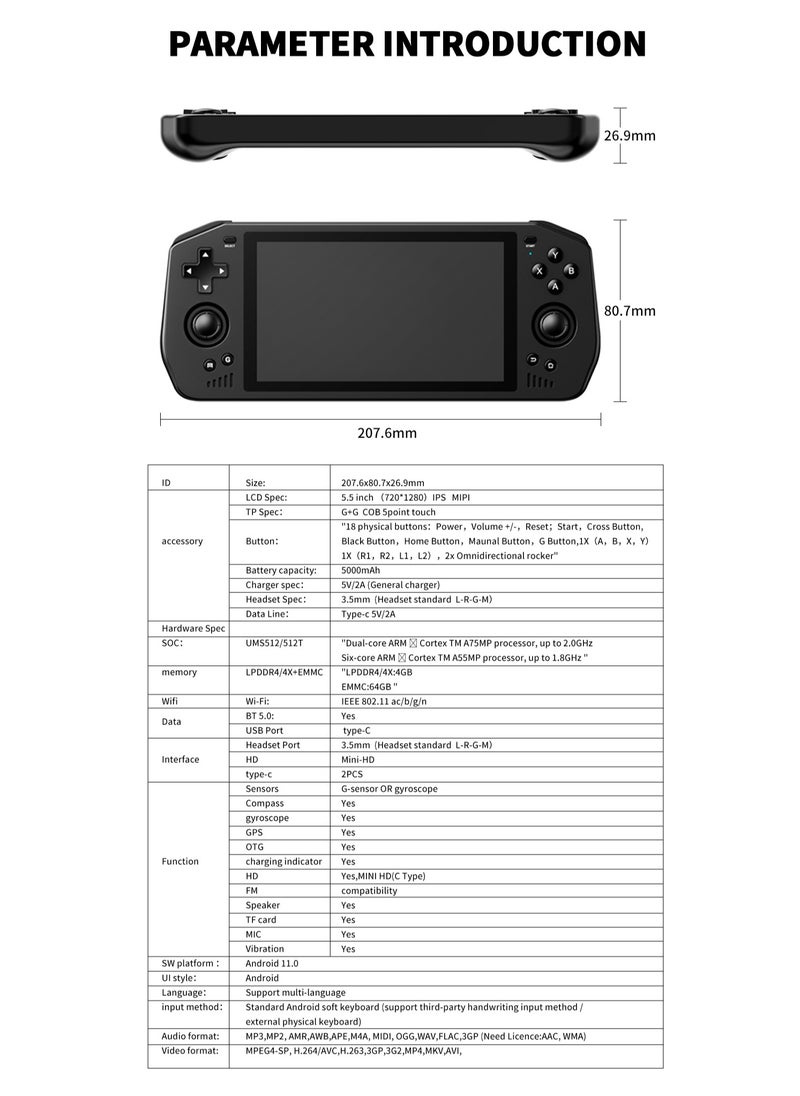 Powkiddy - Powkiddy Powkiddy X28 Android 11 Unisoc Tiger T618 5.5 Inch Touch IPS Screen Handheld Retro Game Console Google Store - Image 1