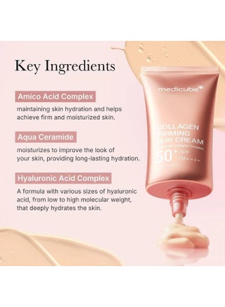 كريم الشمس المقوي بالكولاجين SPF50+ PA+ (50 مل) ، واقي شمس مضاد للشيخوخة مع 4 أنواع من الكولاجين ، النياسيناميد وحمض الهيالورونيك لبشرة مشدودة ورطبة ومشرقة ، حماية واسعة النطاق من الأشعة فوق البنفسجية للعناية بالبشرة الكورية - view 4