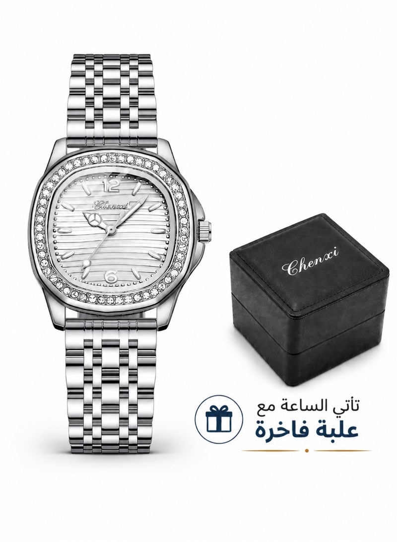 Chenxi Women’s Quartz Wrist Watch with Luxury Diamond-Studded Design, Water Resistant, Scratch-Resistant Glass, Stainless Steel Strap with Elegant Box - Image 1